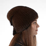 Хутряна норкова шапка жіноча на плетеній основі "Кубанка з хвостиком", фото 5