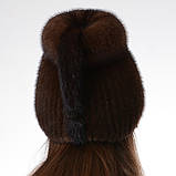 Хутряна норкова шапка жіноча на плетеній основі "Кубанка з хвостиком", фото 4