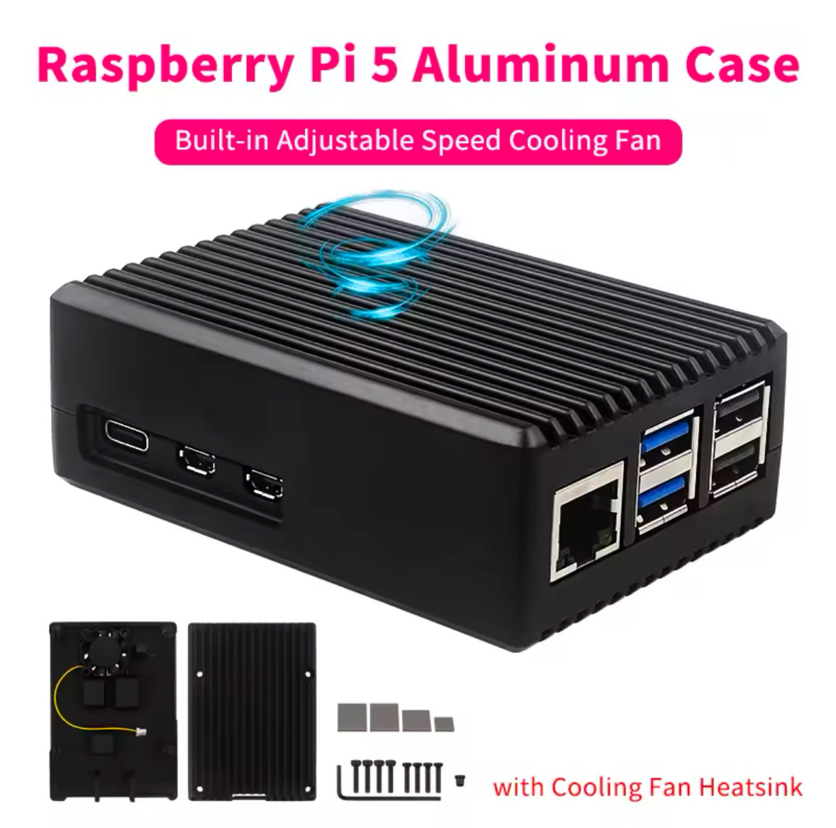 Корпус для Raspberry Pi 5 з Алюмінієвого Сплава