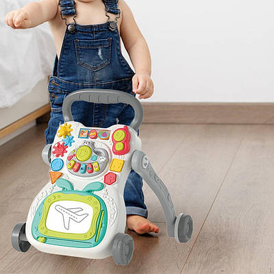 Толокар каталка з розвиваючою панеллю для хлопчика дівчинки дитячі Ходунки Перші кроки піаніно підсвічування звук