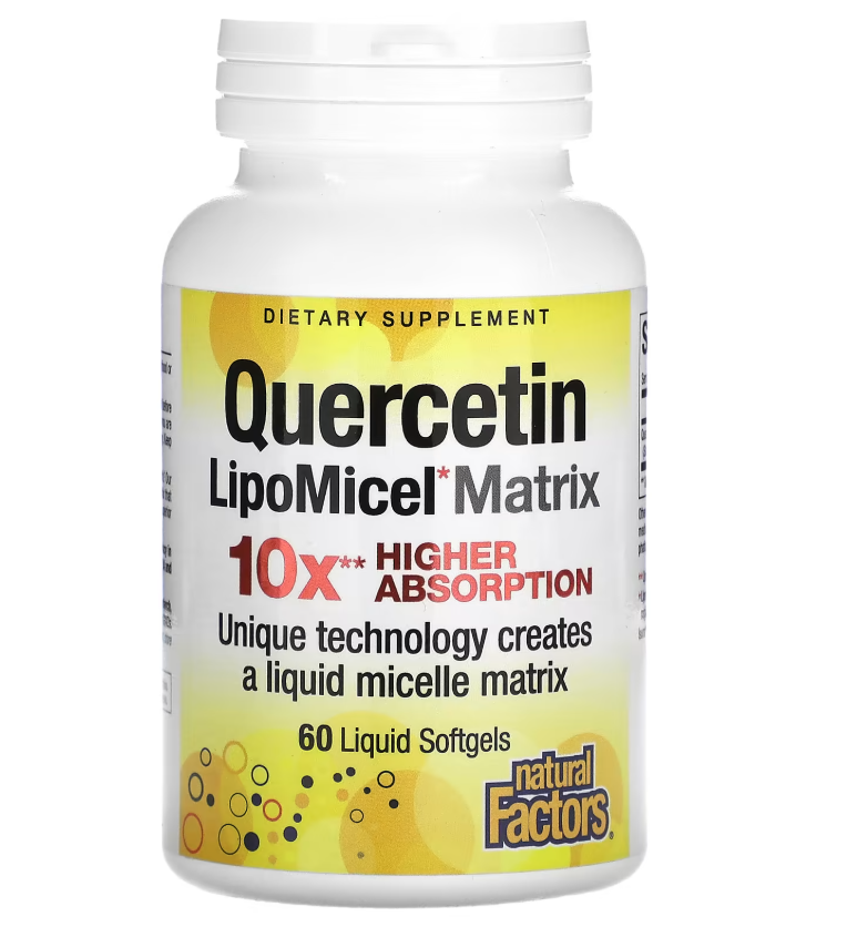 Кверцетин у міцелярній формі LipoMicel Quercetin Natural Factors 60 капсул із рідким вмістом