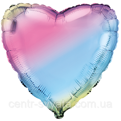 Фольгована кулька Flexmetal 32"(80 см) Серце градієнт веселка