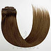 Натуральне Європейське Волосся на Заколках 66 см 120 грам, Шоколад №04, фото 4
