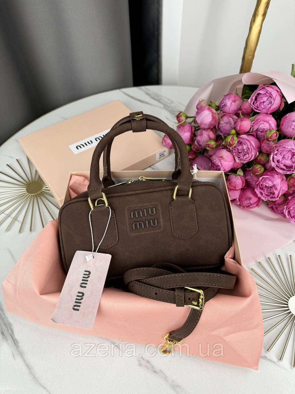Актуальна якісна замшева жіноча сумка на кожен день сумка Miu Miu Arcadie Suede Bag