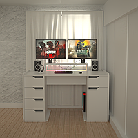 Стіл комп'ютерний з підсвіткою Сталкер MAXI 2025 Білий 1600 мм