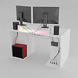 Стіл комп'ютерний з підсвіткою  Сталкер MAXI 2025 Білий 1600 мм, фото 3