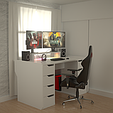 Стіл комп'ютерний з підсвіткою  Сталкер MAXI 2025 Білий 1600 мм, фото 5