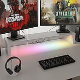 Стіл комп'ютерний з підсвіткою  Сталкер MAXI 2025 Білий 1600 мм, фото 6
