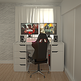 Стіл комп'ютерний з підсвіткою  Сталкер MAXI 2025 Білий 1600 мм, фото 7