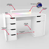 Стіл комп'ютерний з підсвіткою  Сталкер MAXI 2025 Білий 1600 мм, фото 8