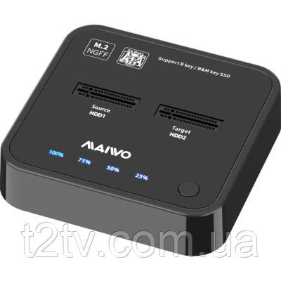 Док-станція для накопичувачів Maiwo 2*SATA M.2 SSD Key B/B+M USB 3.1 Gen1 Type-C (K3016SG1)