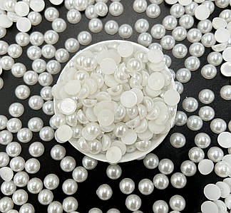 Напівнамистини / Напівперли / Ø-8мм / Упаковка 20 грам ≈ 150 шт / Білий №46