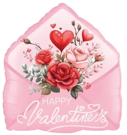 Фольгована повітряна куля Конверт "Happy Valentine's", 50х48 см