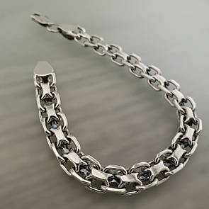 Срібний браслет чоловічий подвійний якір. Чоловічий срібний браслет якірний 7 мм / 21 см