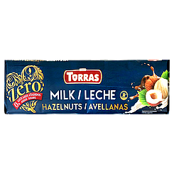 Шоколад молочний з фундуком (без цукру) Торрас Torras milk hazelnuts ZERO 250g 14шт/ящ (Код: 00-00005476)