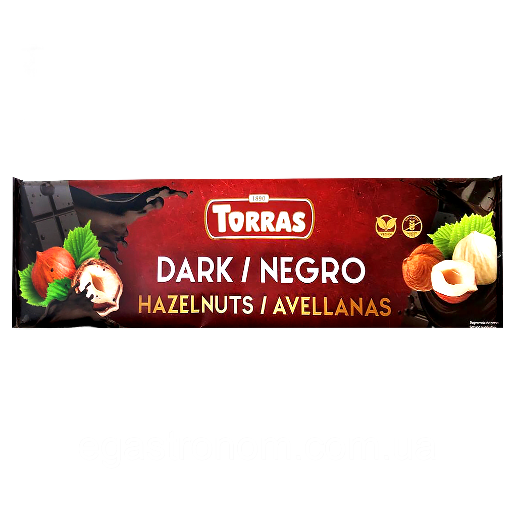 Шоколад чорний з фундуком Торрас Torras dark hazelnuts 300g 14шт/ящ (Код: 00-00005479)