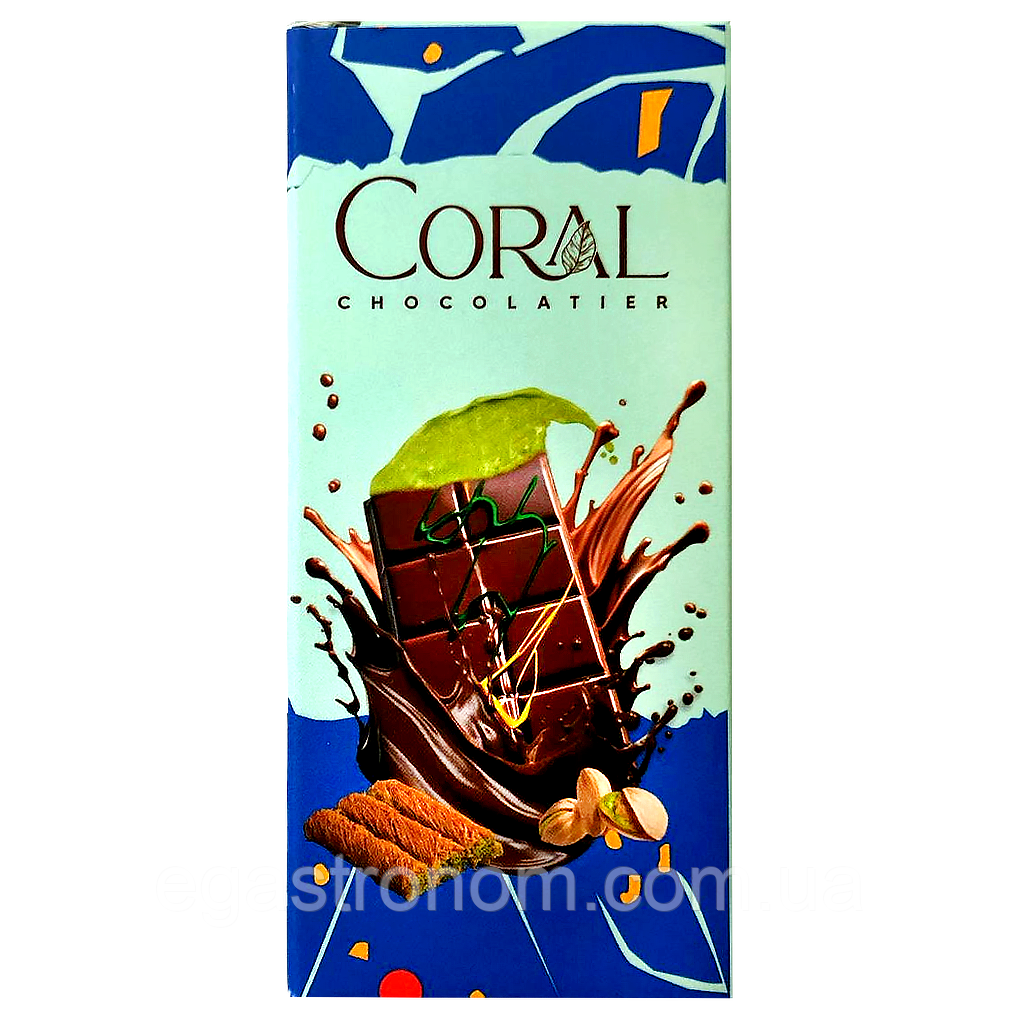 Шоколад Дубайський з фісташкою 30% Корал Coral 100g 36шт/ящ (Код: 00-00017186), фото 1