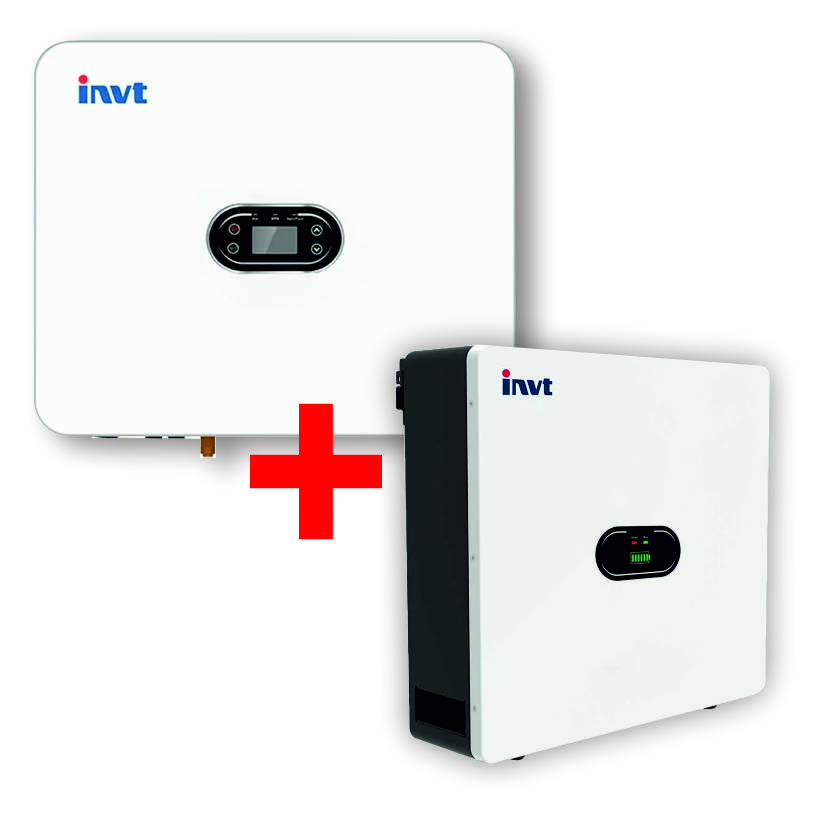 Гібридний інвертор INVT XD5KTL 5kW 48V IP66 з акумулятором INVT LiFePO4 5kW 51.2V GRP5.12-WLV, WI-FI