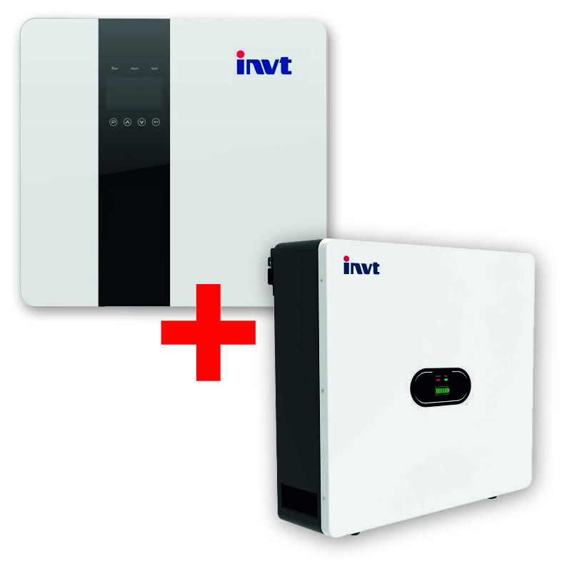 Гібридний інвертор INVT BD6KTL-RL1 6kW 48V IP65 WiFi з акумулятором INVT LiFePO4 5kW 51.2V GRP5.12-WLV