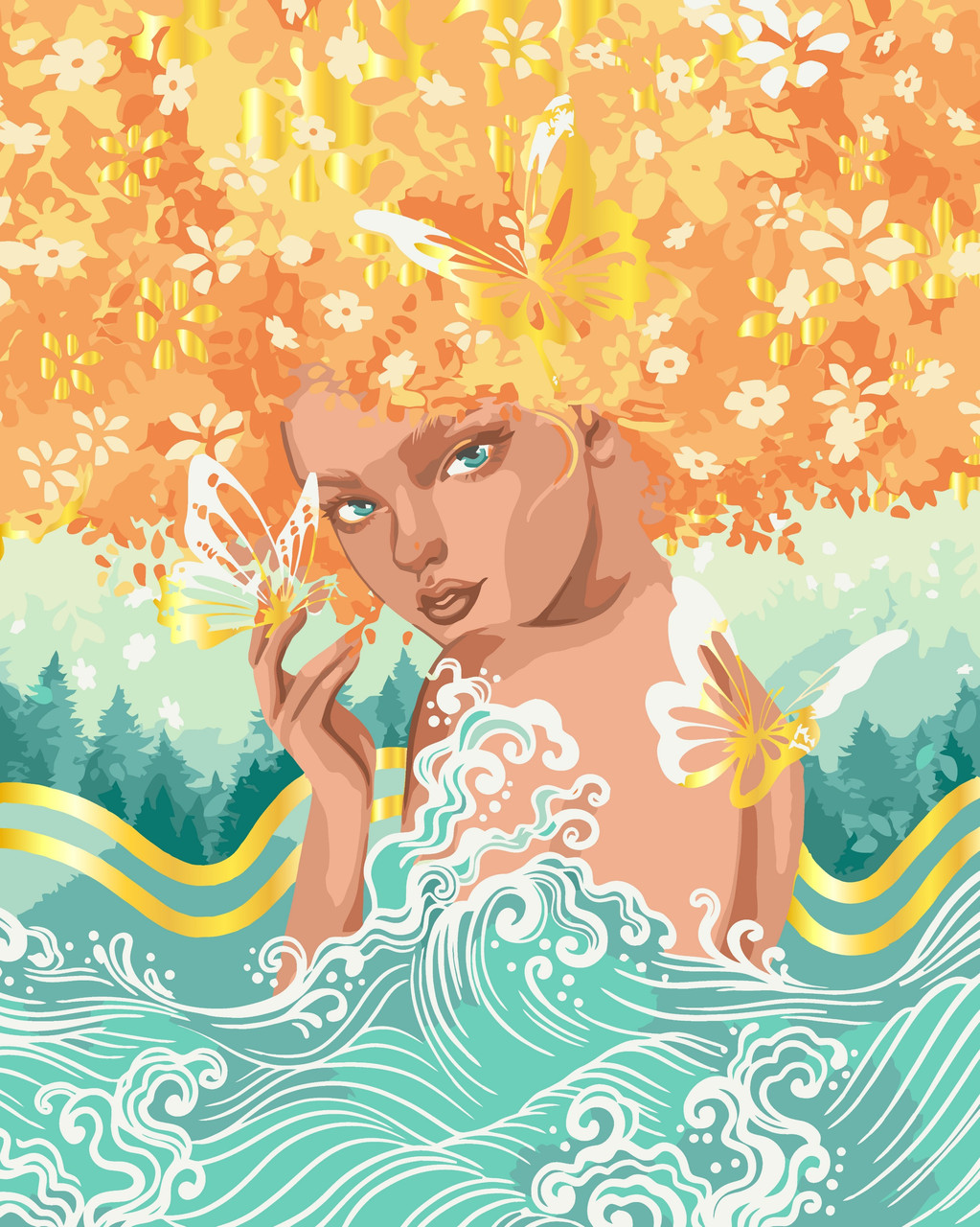 Картина за номерами Люди Яскрава дівчина з фарбами металік 40*50 см Art Craft 10135-AC, фото 1