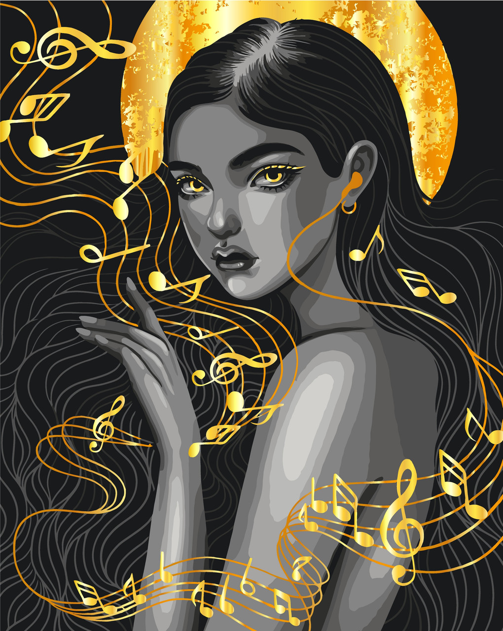 Картина за номерами Дівчина з музичними нотами та фарбами. 40*50 см Art Craft 10111-AC, фото 1