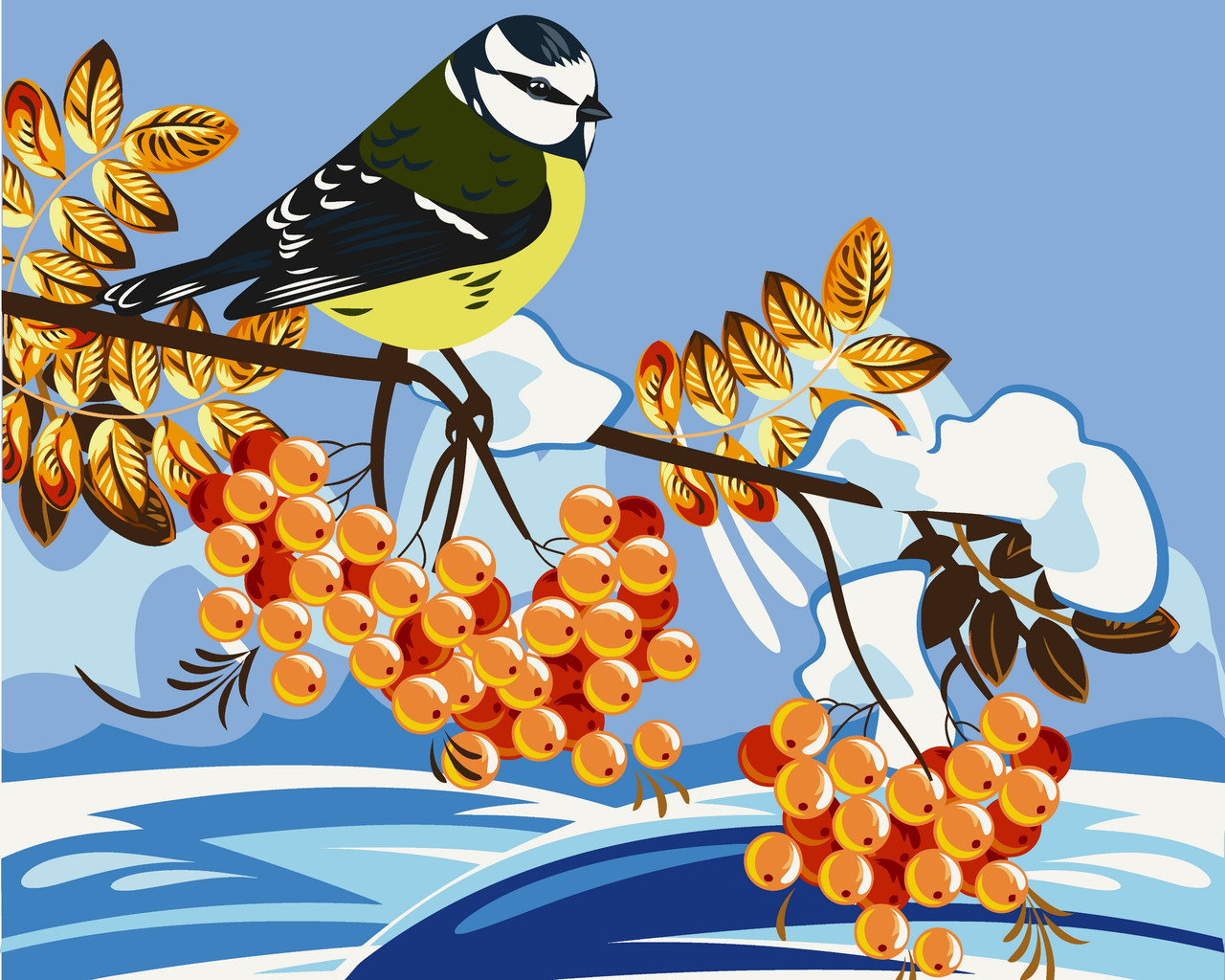 Картина за номерами Зимові птахи на гілці 40*50 см Art Craft 11529-AC, фото 1