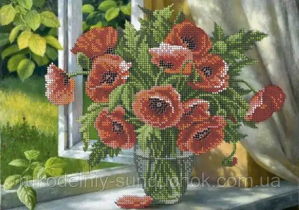 Схема для вишивання бісером ТМ Acorns Букет маків А4-К-1466, фото 1