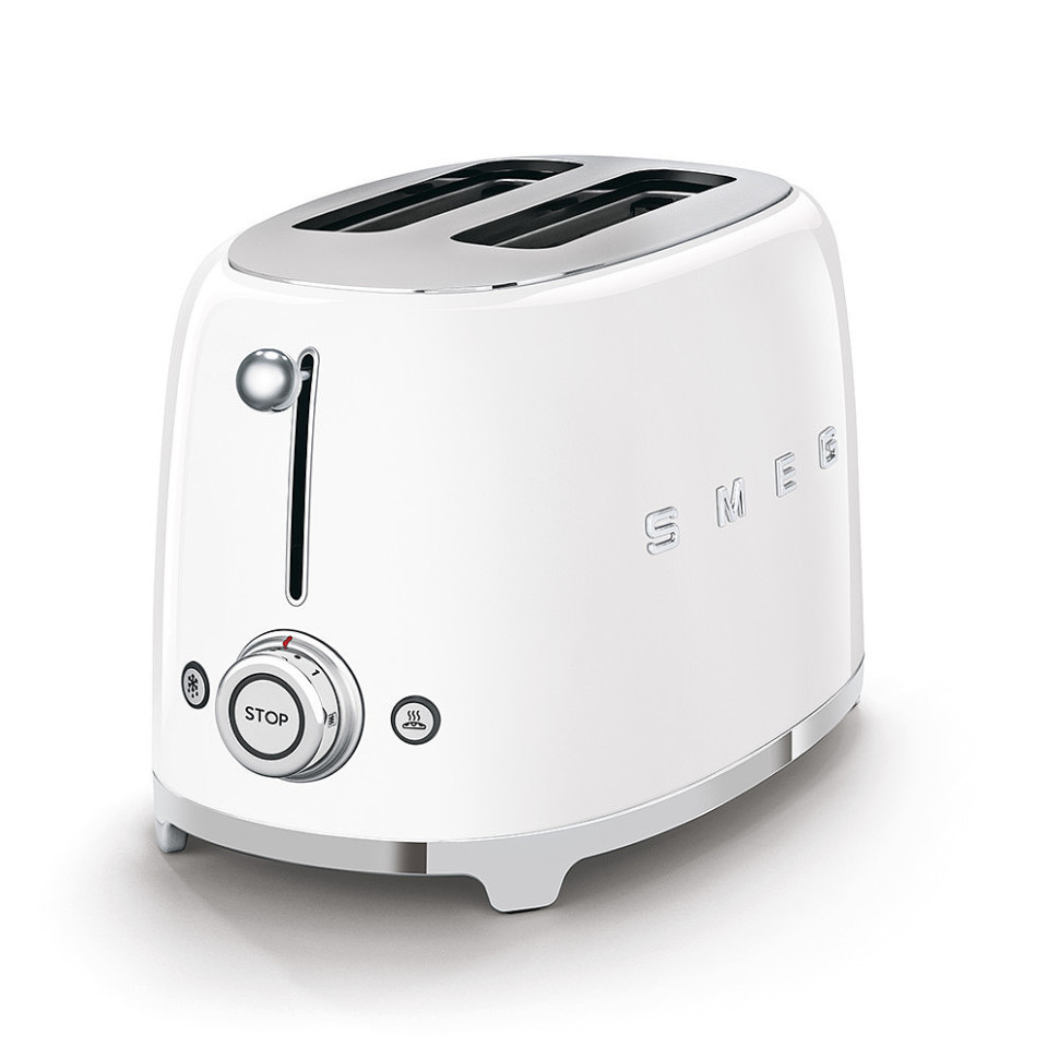 Класичний тостер із двома відділеннями Smeg TSF01WHEU стильний глянсовий тостер із піддоном для крихт