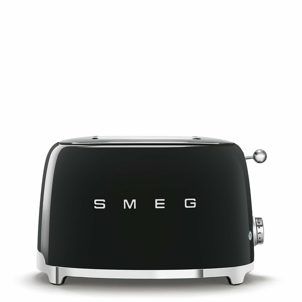 Компактний глянсовий тостер Smeg TSF01BLEU чорна міні-піч для тостів на два відділення з підігрівом