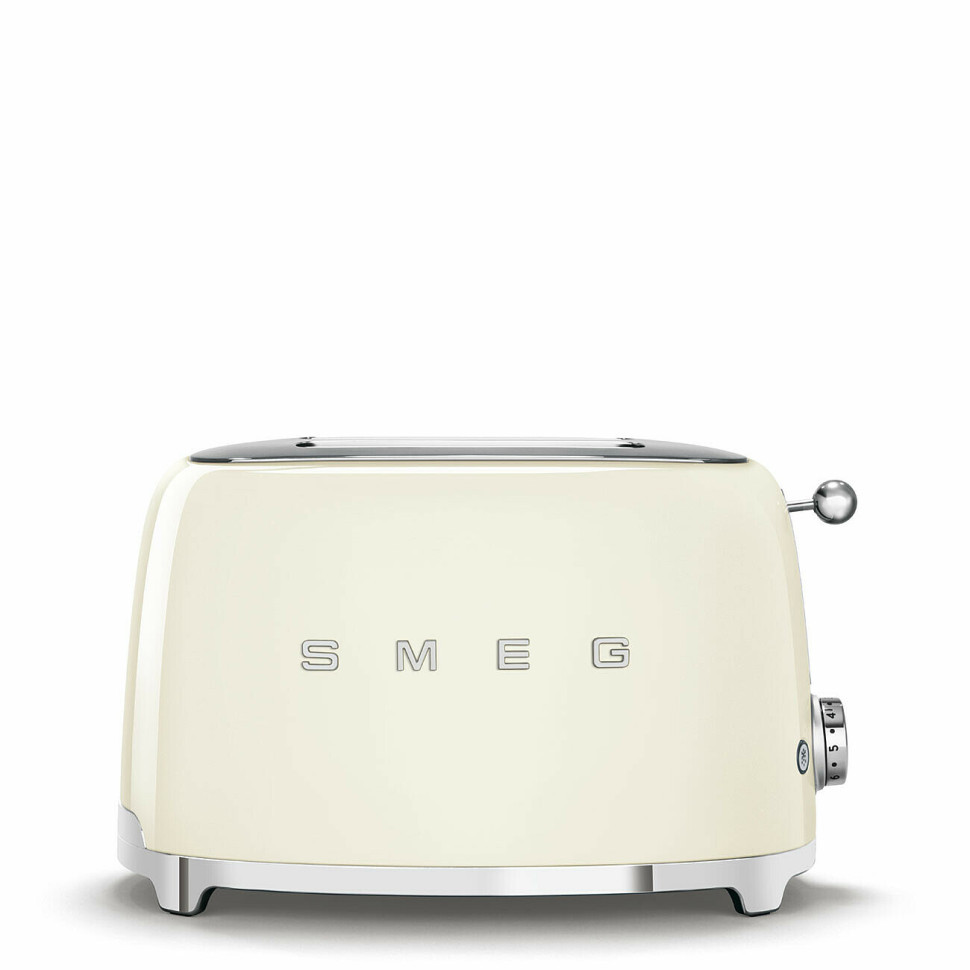 Глянцевий тостер із двома відділеннями Smeg TSF01CREU дизайнерський тостер із піддоном для крихт кремовий