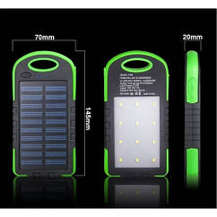 Зовнішній акумулятор на сонячній батареї Solar Power Bank 10800 mAh + 12 LED