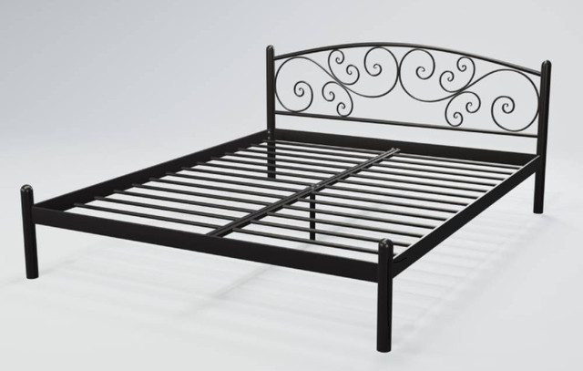 Ліжко двоспальне коване Лілія 160х200 чорний оксамит