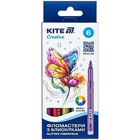 Фломастери з блискітками Kite Creative 6 кольорів