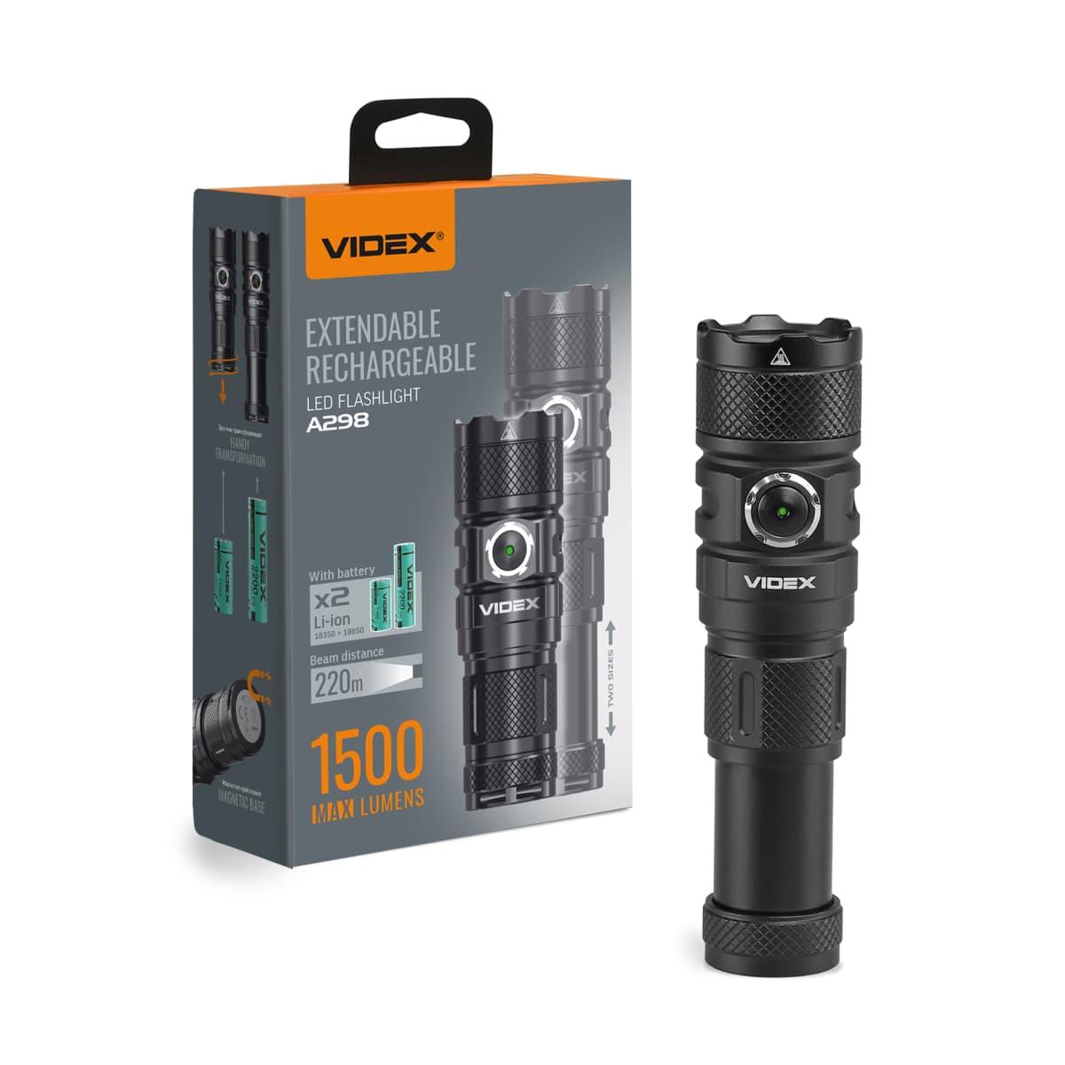 Акумуляторний ліхтарик VIDEX VLF-A298 1500 Lm 5000 K