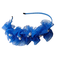 Святковий обруч для волосся дитячий Fashion фатин синій