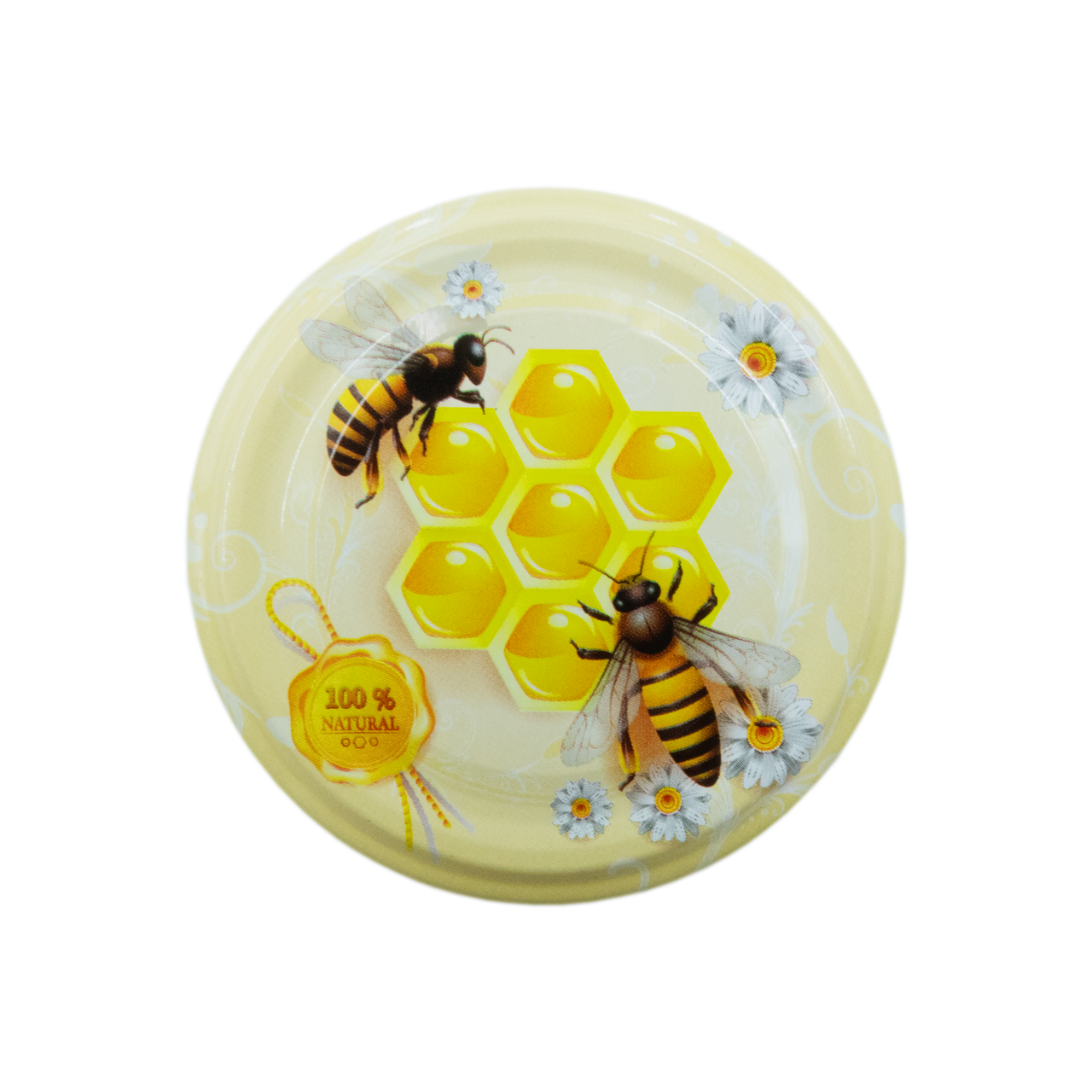 Кришка металева для меду 100% NATURAL світла (Твіст-66)