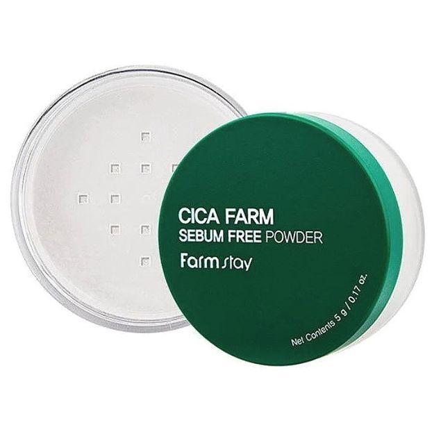Розсипчаста матююча пудра з центелою Farmstay Cica Farm Sebum Free Powder 5g, фото 1