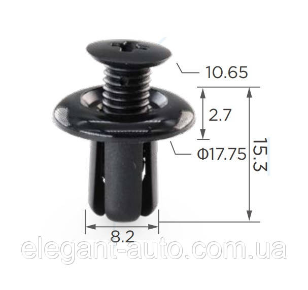 Кліпси C1542 розпірні KIA, HYUNDAI, FORD, MAZDA, GM 1-833, 11036) (уп.100шт)