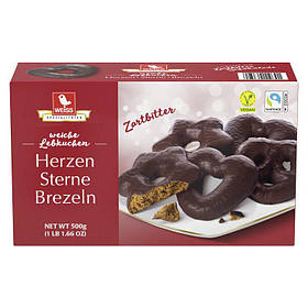 Пряники Weiss Lebkuchen Herzen Sterne Brezeln Zartbitter 500g