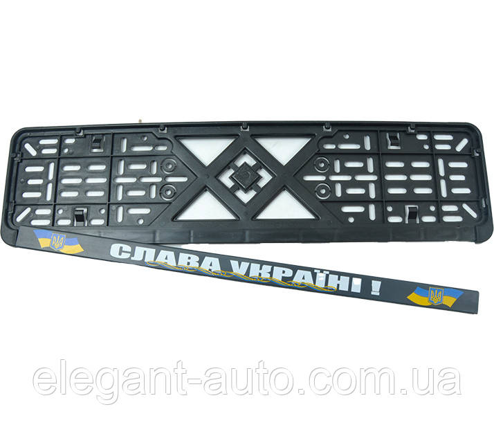Рамка номера "защіпка"  Чорний напис - "Слава Україні!"Чорна гнучка (міцний пластик від ударів)