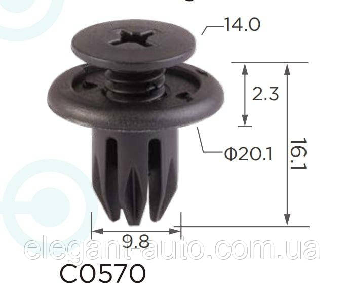 Кліпси C0570 розпірні ACURA, SUBARU, CHEVROLET, BMW,DAEWOO,HONDA 0003, 91503-SP0-003) (уп.100шт)