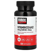 Force Factor, Vitamin D3+K2 (120 капс.), витамины D3+K2