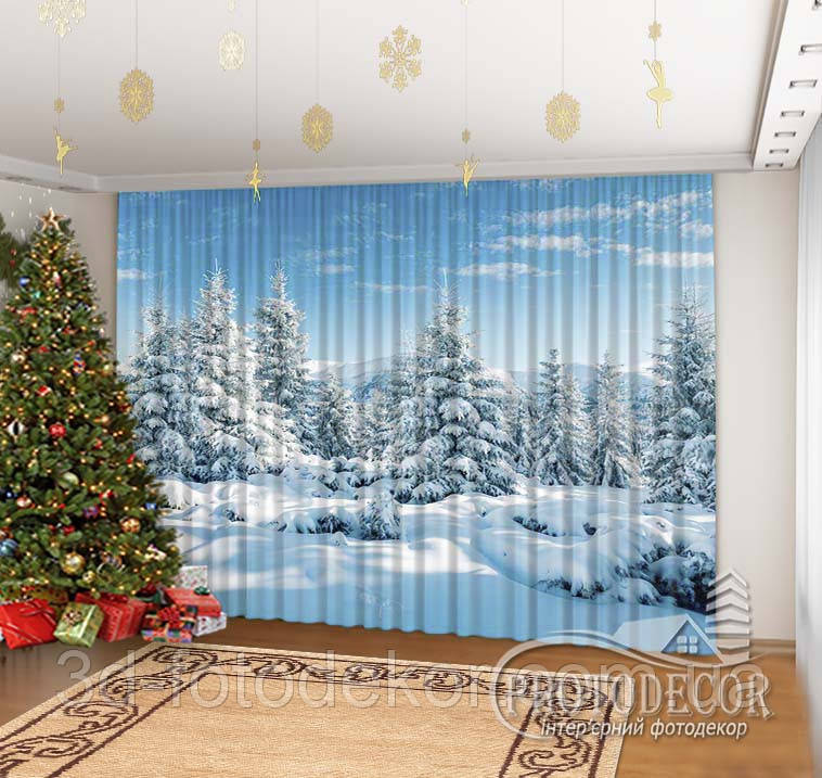 Новорічні Фото Штори "Зима" висота 3,10м, ширина 4,35м, фото 1