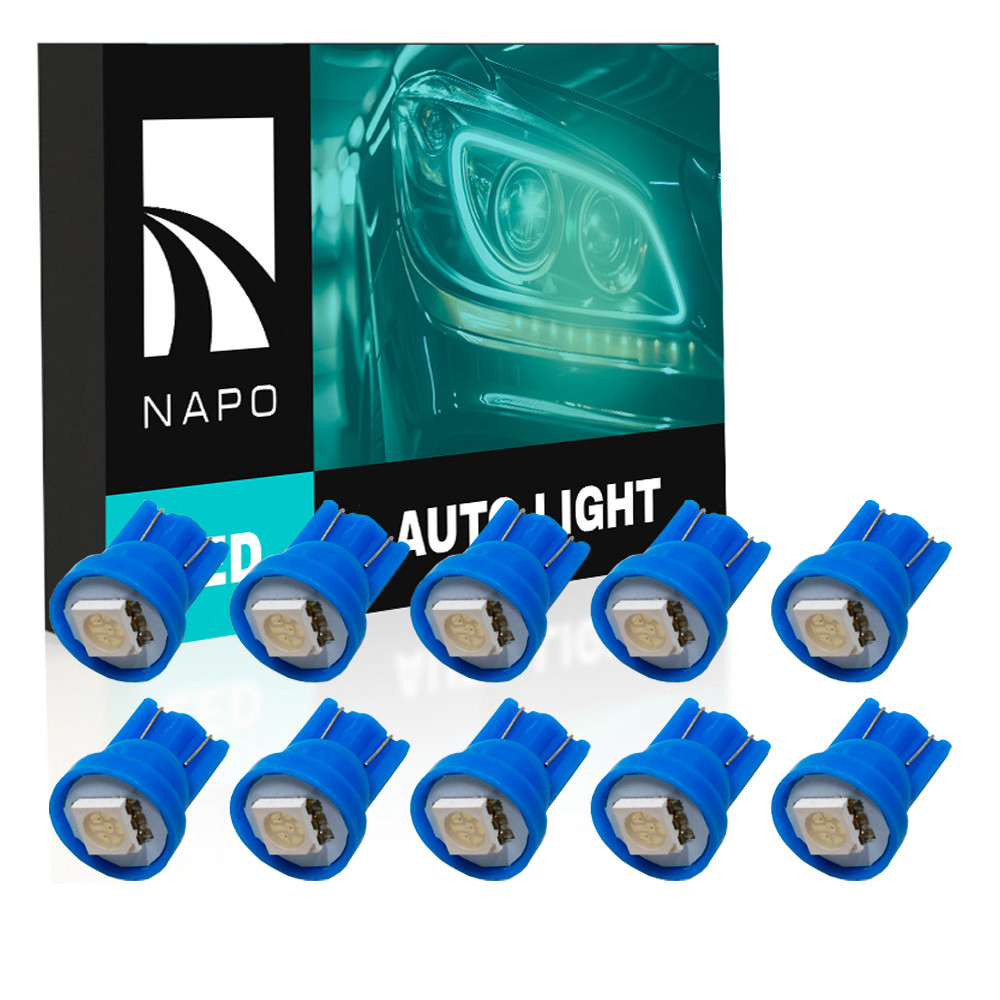 Комплект світлодіодних ламп NAPO LED T10-5050-1smd T10 W5W 10 шт колір світіння синій