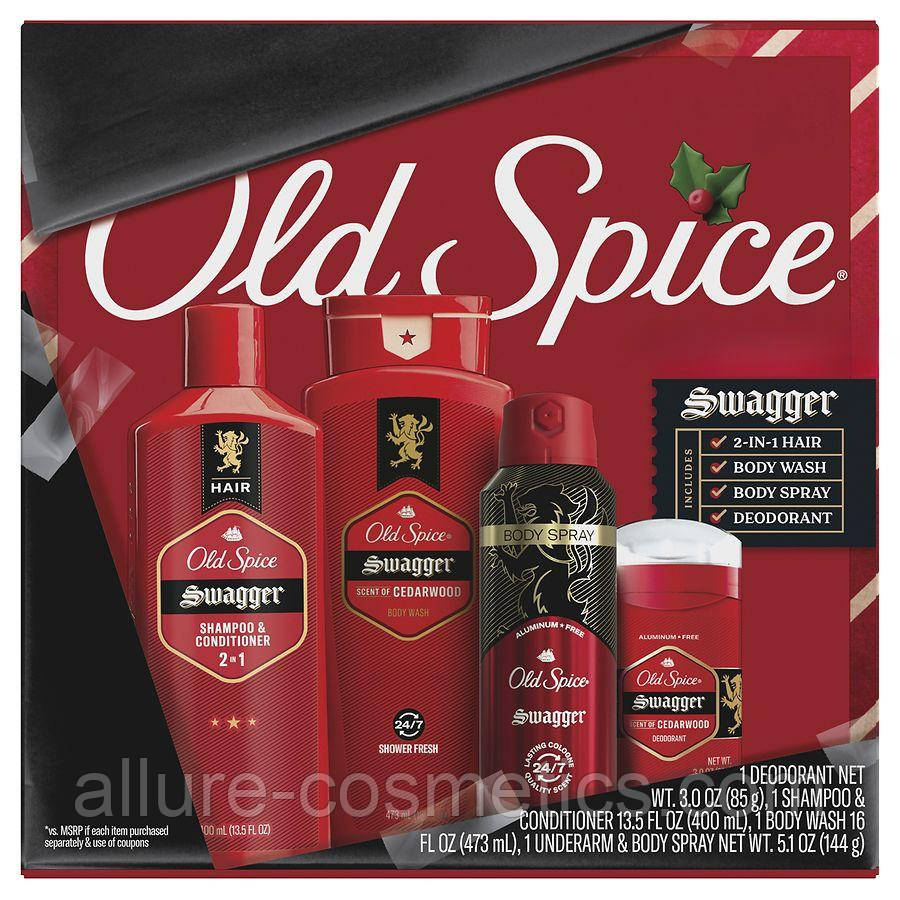 Подарунковий набір Шамунь, гель для душу та 2 дезодоранти Old Spice Swagger Gift set (400+473+144+85ml) (США)