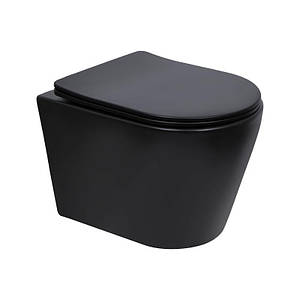 Унітаз підвісний Qtap Scorpio Ultra Quiet із сидінням із сидінням Soft-Close MATT BLACK QT14332380AMB