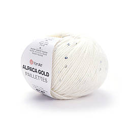 Пряжа з паєтками Yarnart  Alpaca gold pailliettes 9301 крем