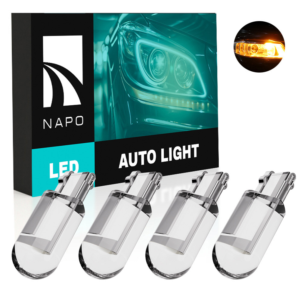 Комплект світлодіодних ламп NAPO LED T10-F1 W5W T10 колір світіння бурштиновий 4 шт, фото 1