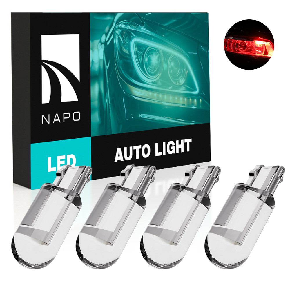 Комплект світлодіодних ламп NAPO LED T10-F1 W5W T10 колір світіння червоний 4 шт, фото 1
