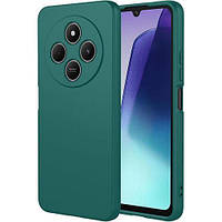 Силіконовий софт тач чохол із мікрофіброю для Xiaomi Redmi 14C зелений тонкий матовий